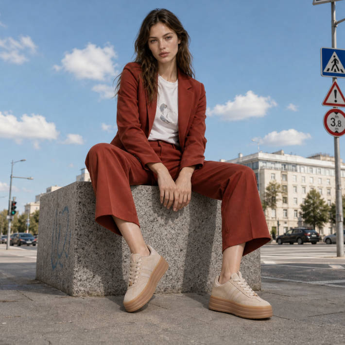 Μπεζ δίπατο sneaker
