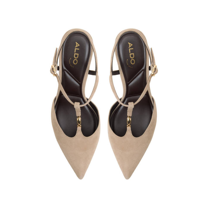 Taupe δερμάτινη γόβα STARLYNN