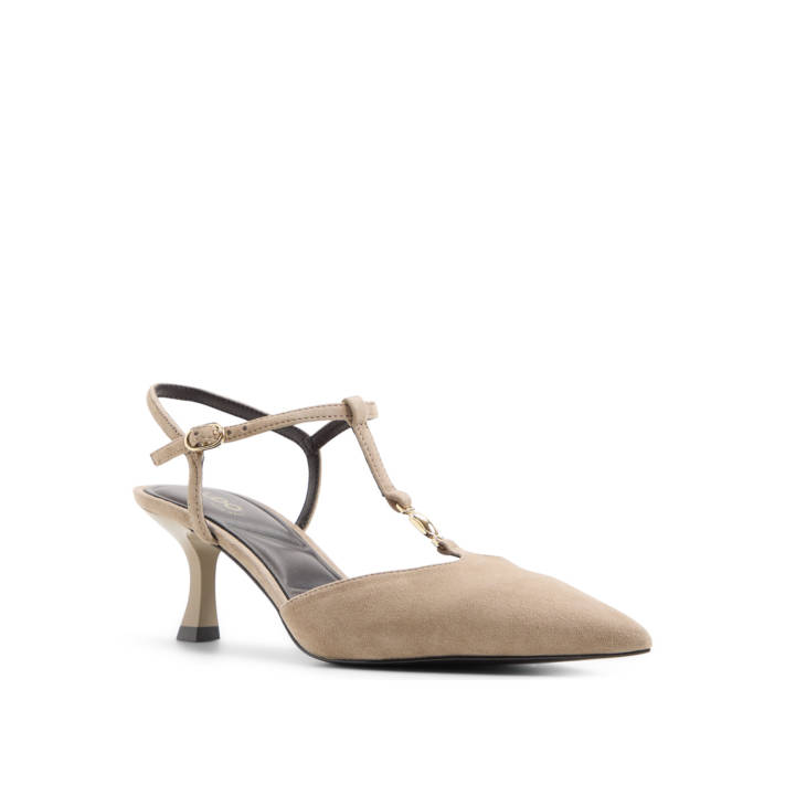 Taupe δερμάτινη γόβα STARLYNN