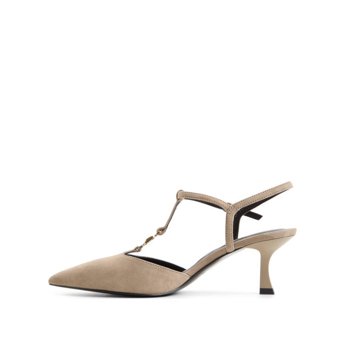 Taupe δερμάτινη γόβα STARLYNN