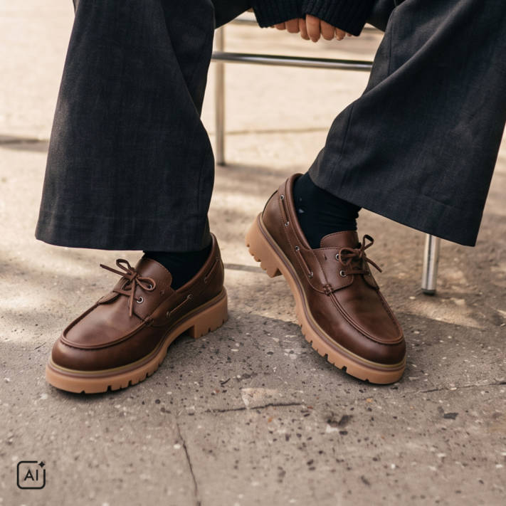 Brown boat shoe