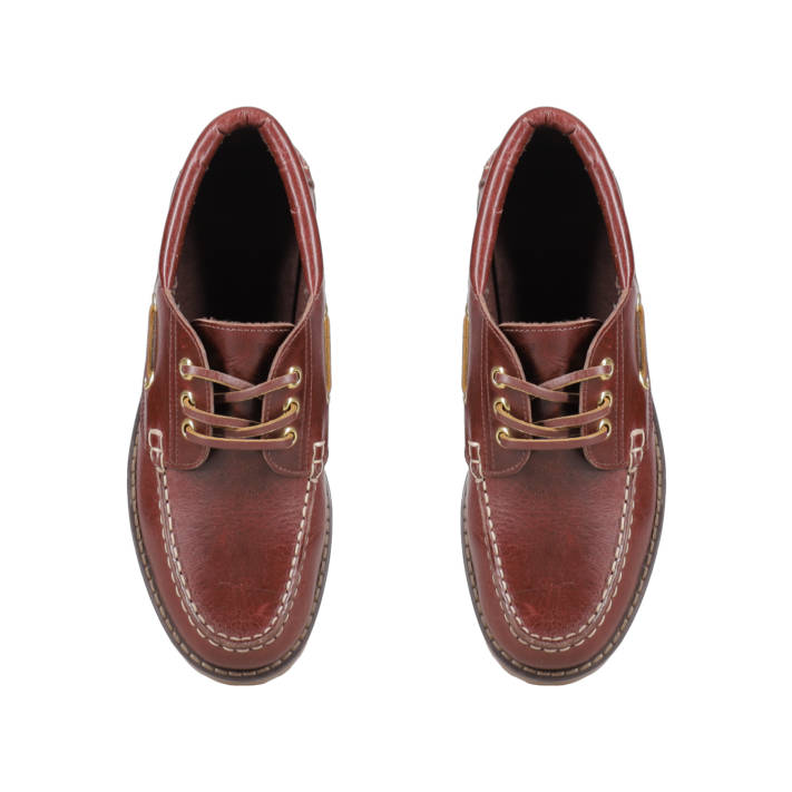 Brown leather boat shoe