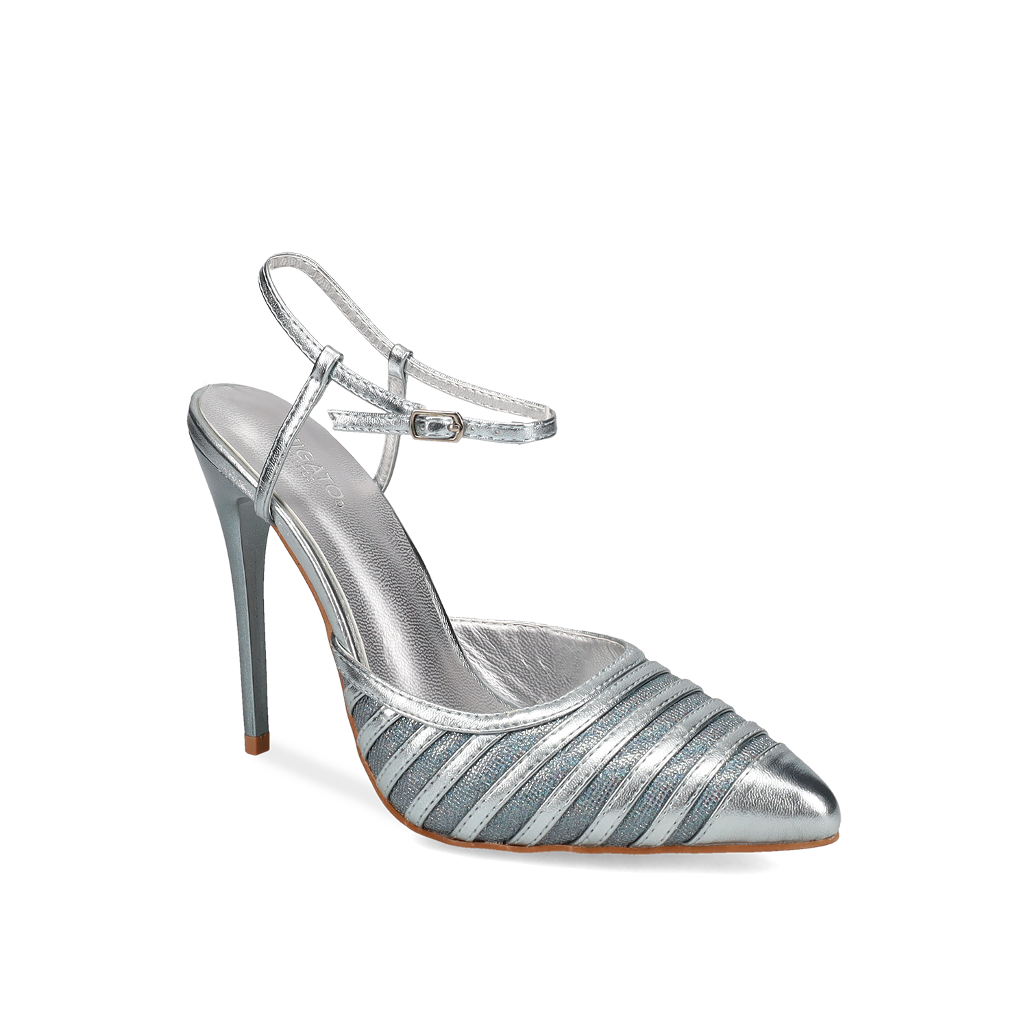 Γαλάζια ασημί slingback γόβα