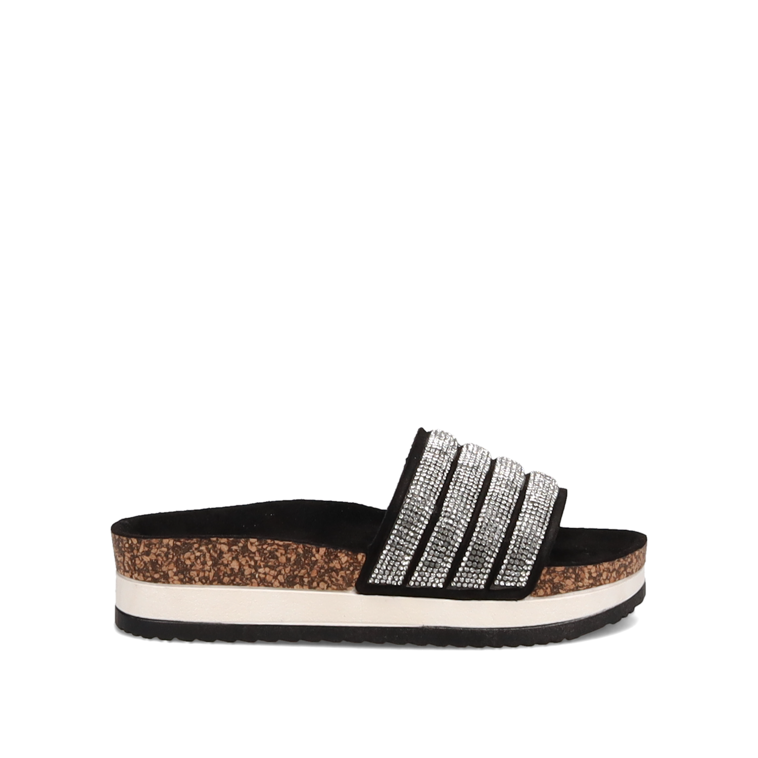 Μαύρο footbed flatform σανδάλι ΓΥΝΑΙΚΕΙΑ > ΠΑΠΟΥΤΣΙΑ > FLATFORMS