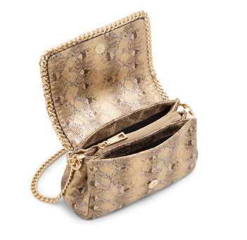 Χρυσή snakeskin τσάντα ώμου KAYLEY