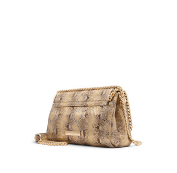 Χρυσή snakeskin τσάντα ώμου KAYLEY