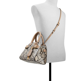 Μπεζ snakeskin τσάντα χειρός LARISA