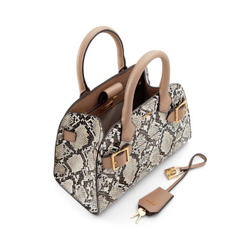 Μπεζ snakeskin τσάντα χειρός LARISA