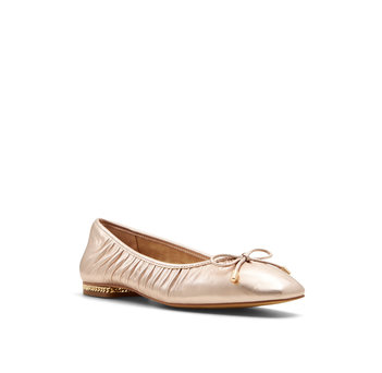 Rose gold leather ballerina ECLYA