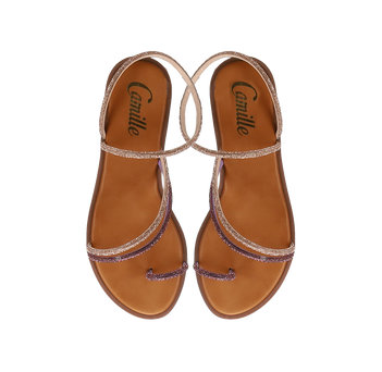 Sandal with purple rhinestones