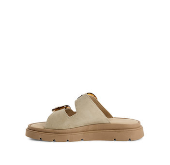 Beige leather footbed sandal
