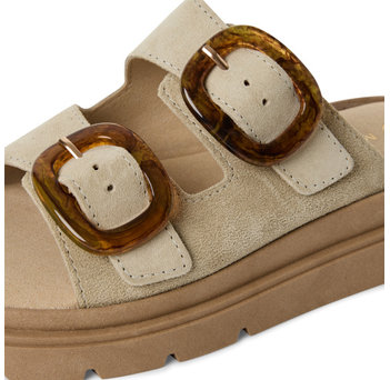 Beige leather footbed sandal