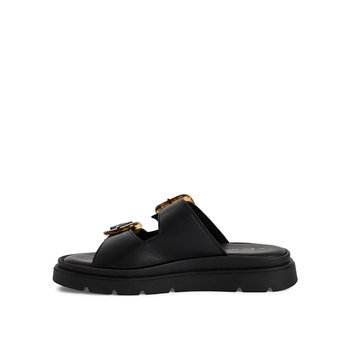 Beige leather footbed sandal