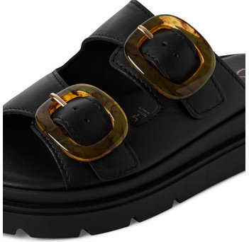 Beige leather footbed sandal