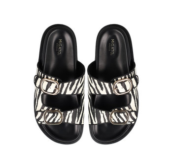 Black & white footbed sandal