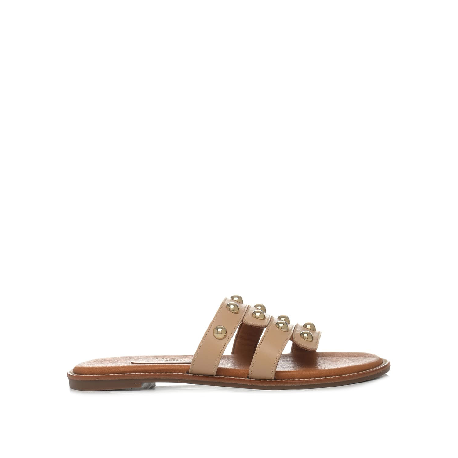 Nude δερμάτινο σανδάλι