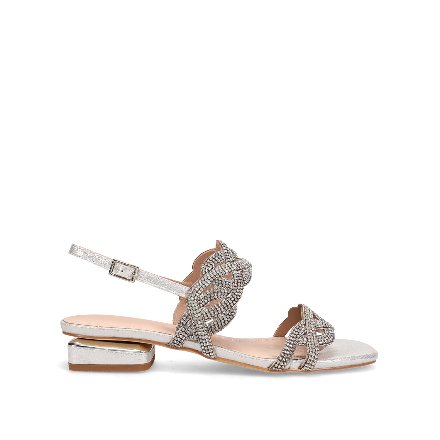 Ασημί πέδιλο με στρας