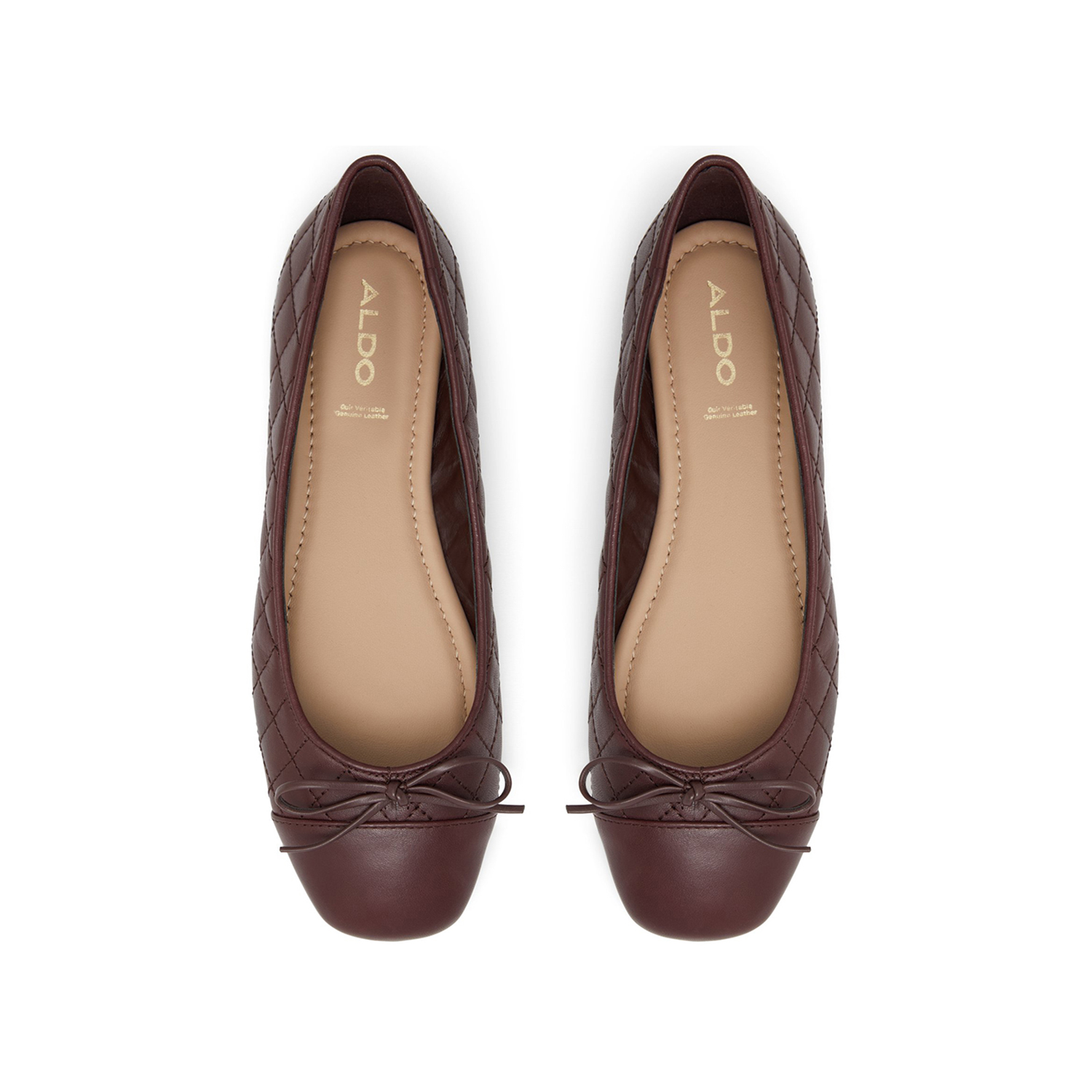 Καφέ δερμάτινη καπιτονέ μπαλαρίνα BRAYLYNN φωτογραφία