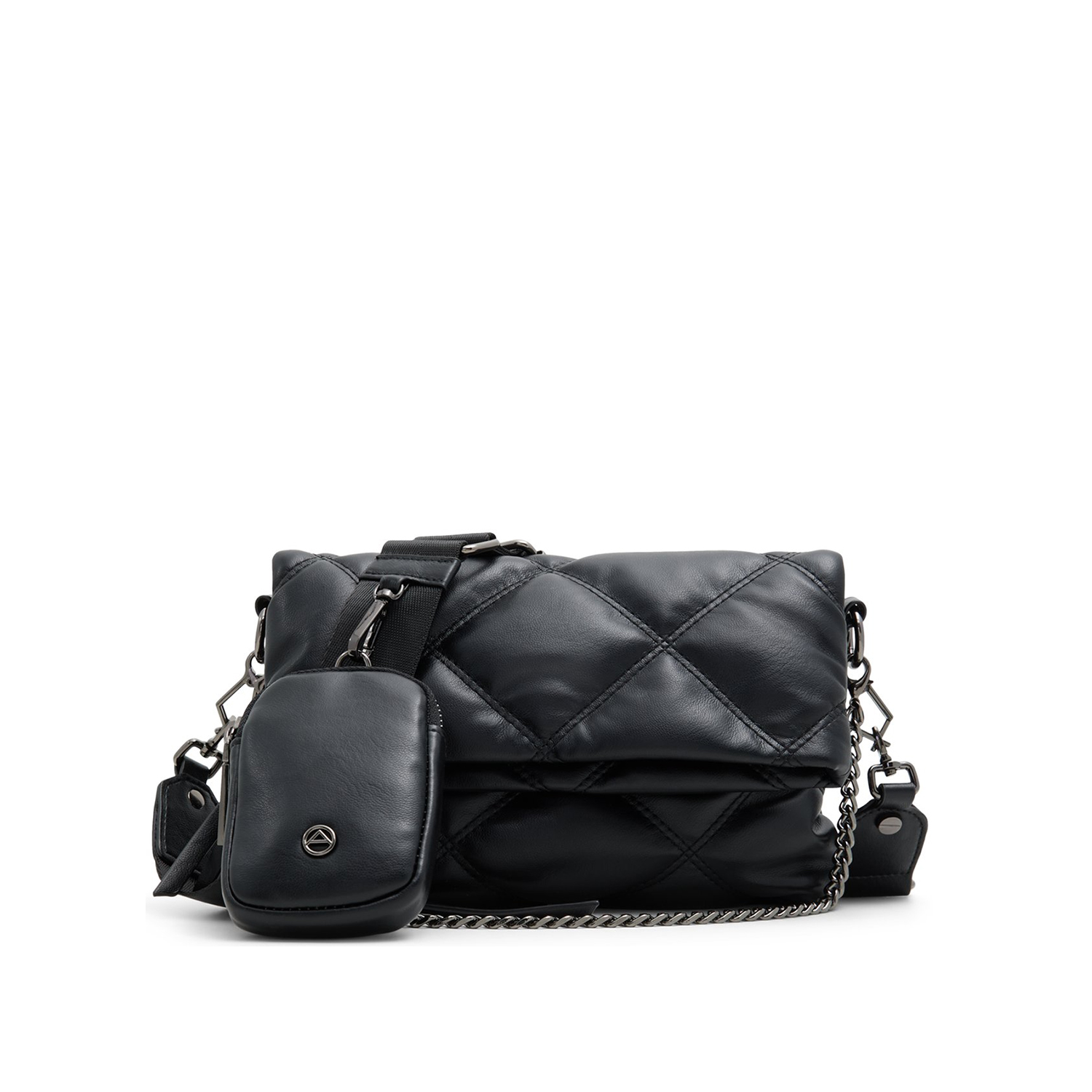 Μαύρη καπιτονέ τσάντα ώμου BRILI