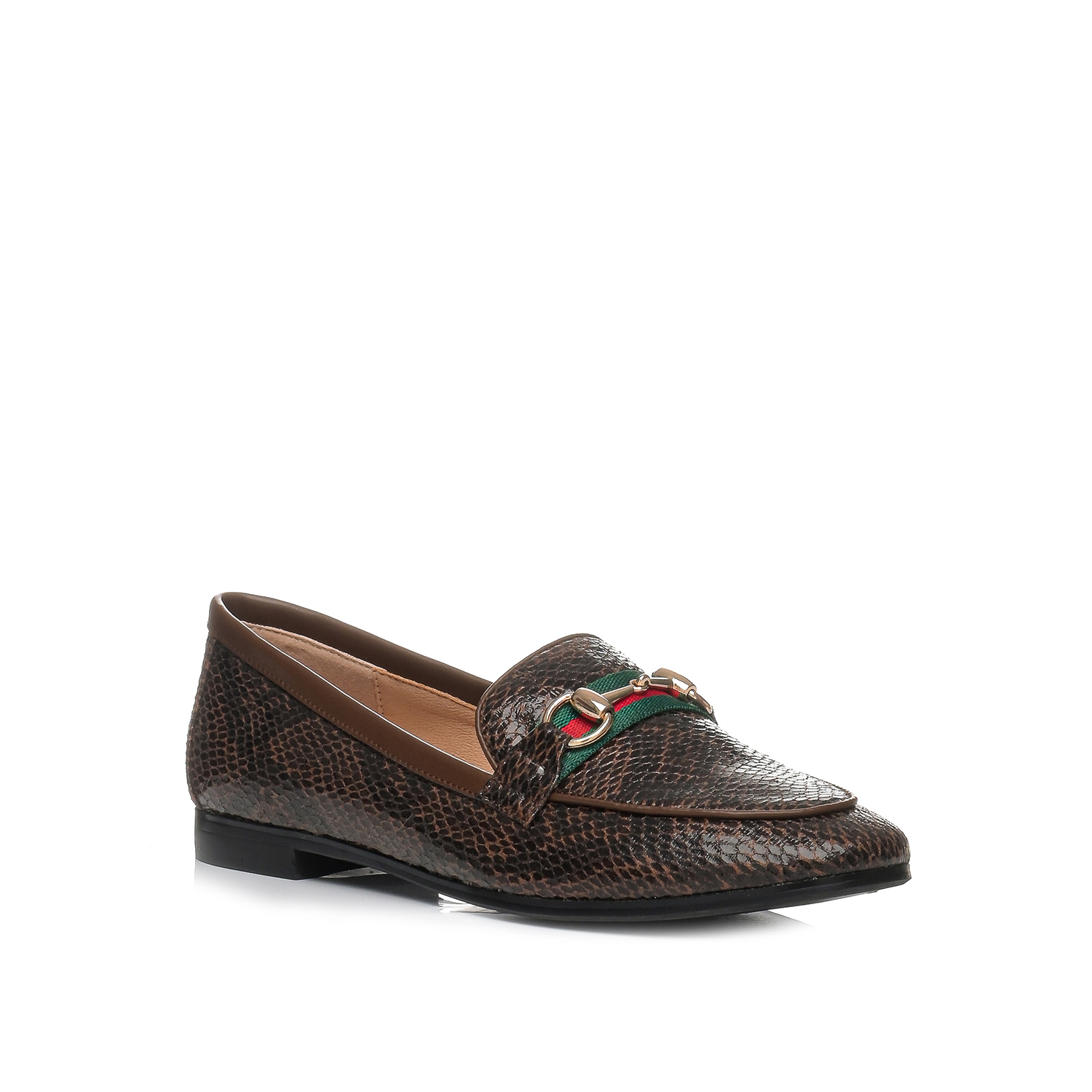  Καφέ snakeskin loafer - 2