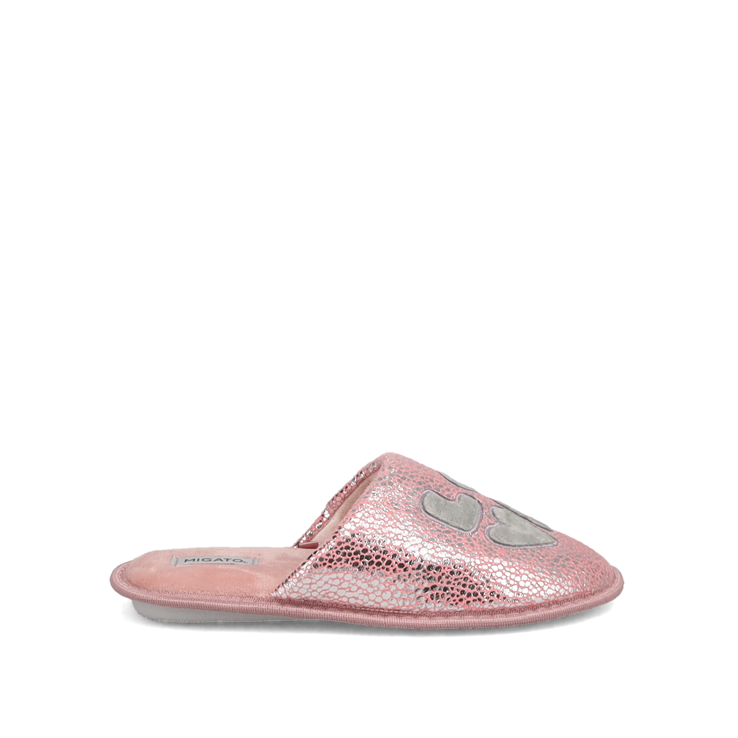 MIGATO - ΣΗΜΑΝΤΙΚΟ: Σε περίπτωση διαφοράς τιμής από το κατάστημα ισχύει παντα και μόνο η τιμή του καταστήματος Ροζ μεταλλιζέ γυναικεία παντόφλα