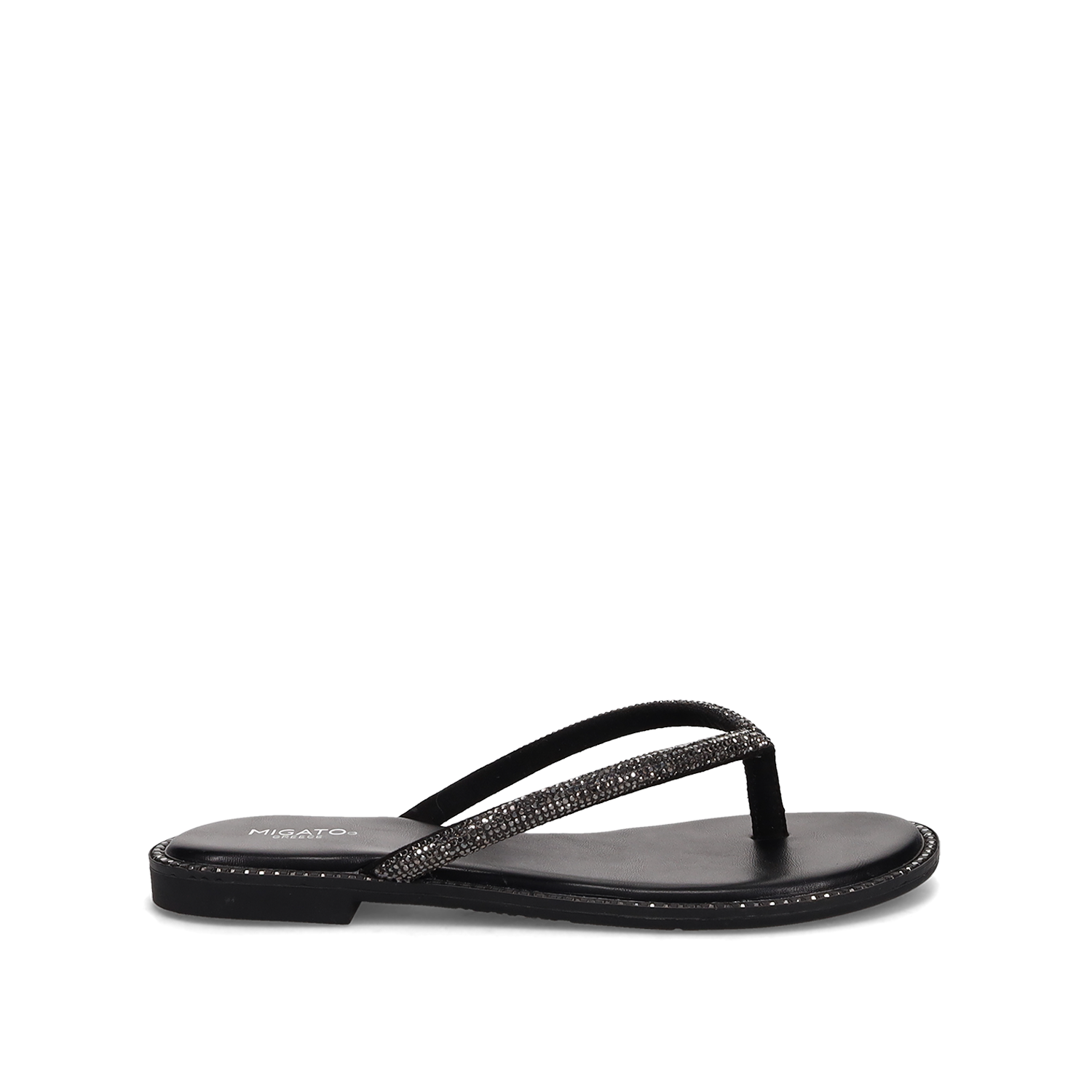 Μαύρο σανδάλι δίχαλο με στρας