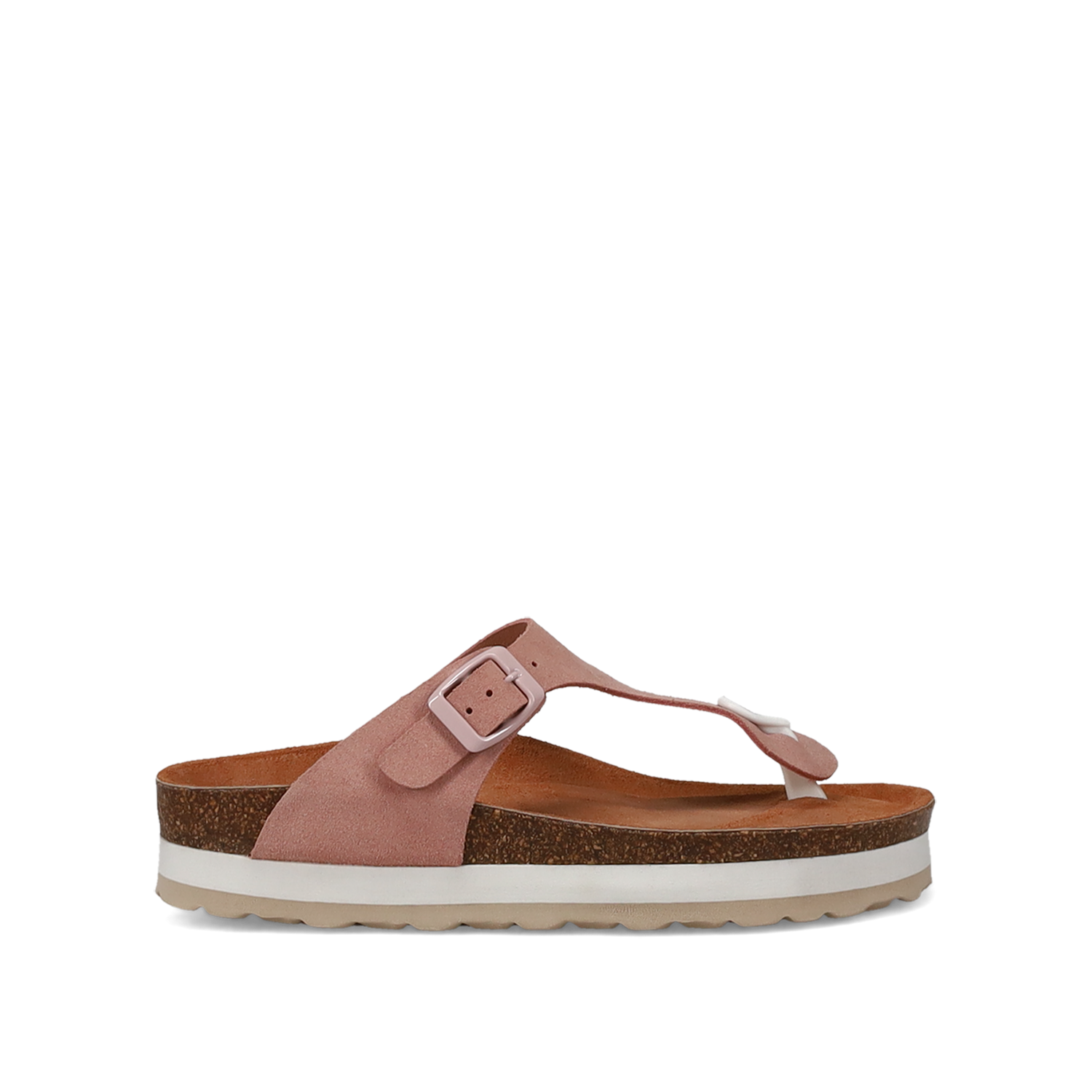 Ροζ δερμάτινο δίχαλο σανδάλι footbed