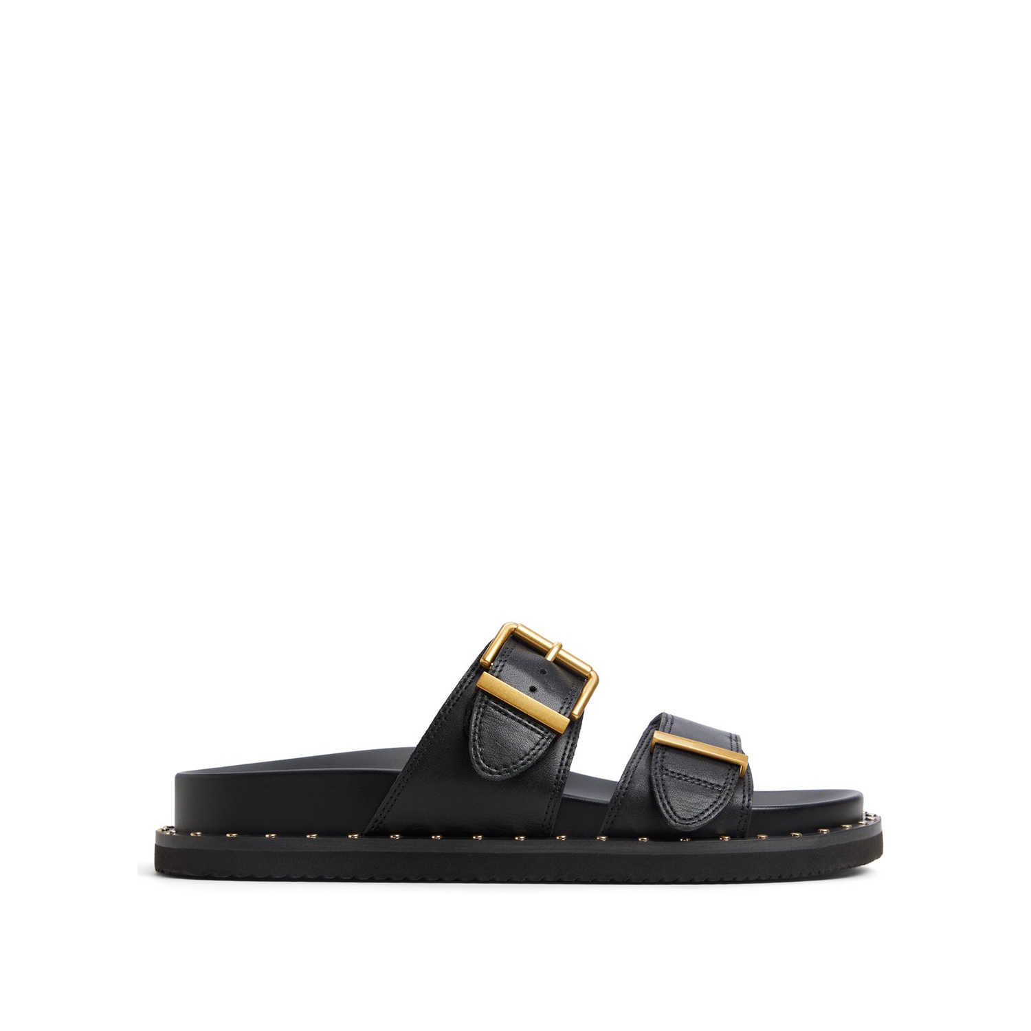 Μαύρο δερμάτινο footbed σανδάλι ELYNA