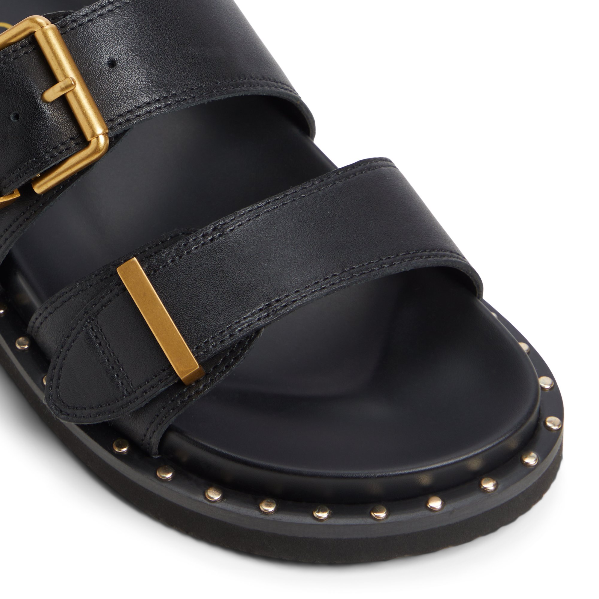Μαύρο δερμάτινο footbed σανδάλι ELYNA φωτογραφία