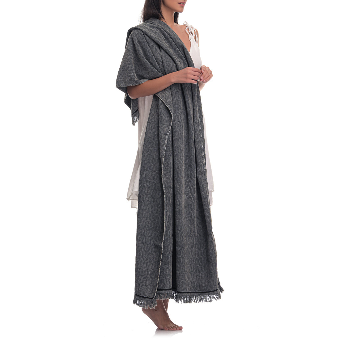 Γκρι πετσέτα θαλάσσης φωτογραφία