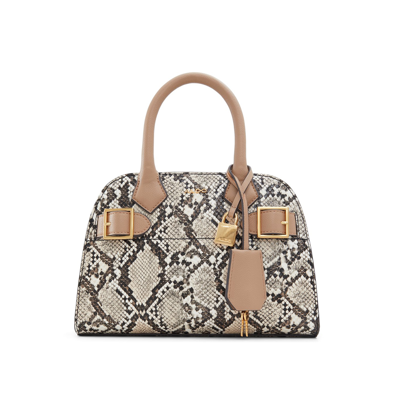 Μπεζ snakeskin τσάντα χειρός LARISA