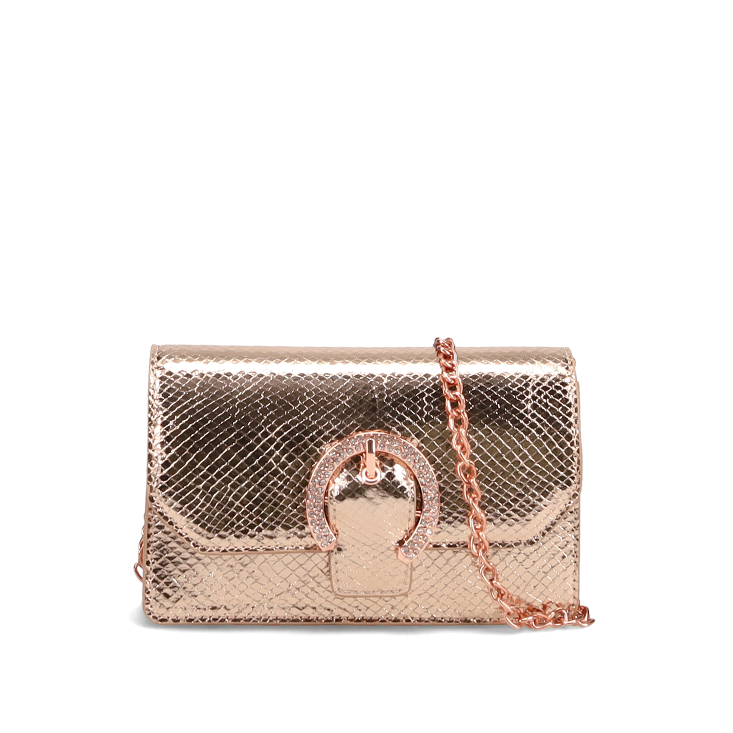 Χρυσή snakeskin τσάντα ώμου