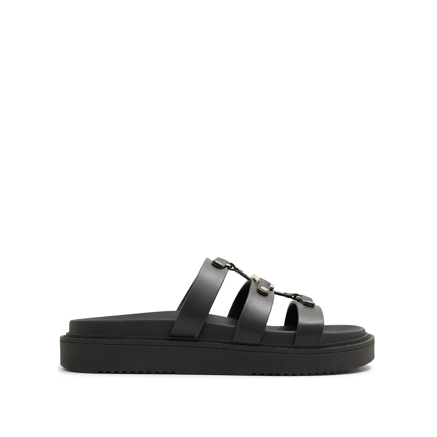 Μαύρο δερμάτινο footbed σανδάλι MARIESOLEIL