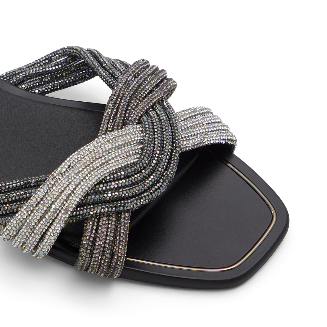 Μαύρο φλατ σανδάλι NAIRA φωτογραφία