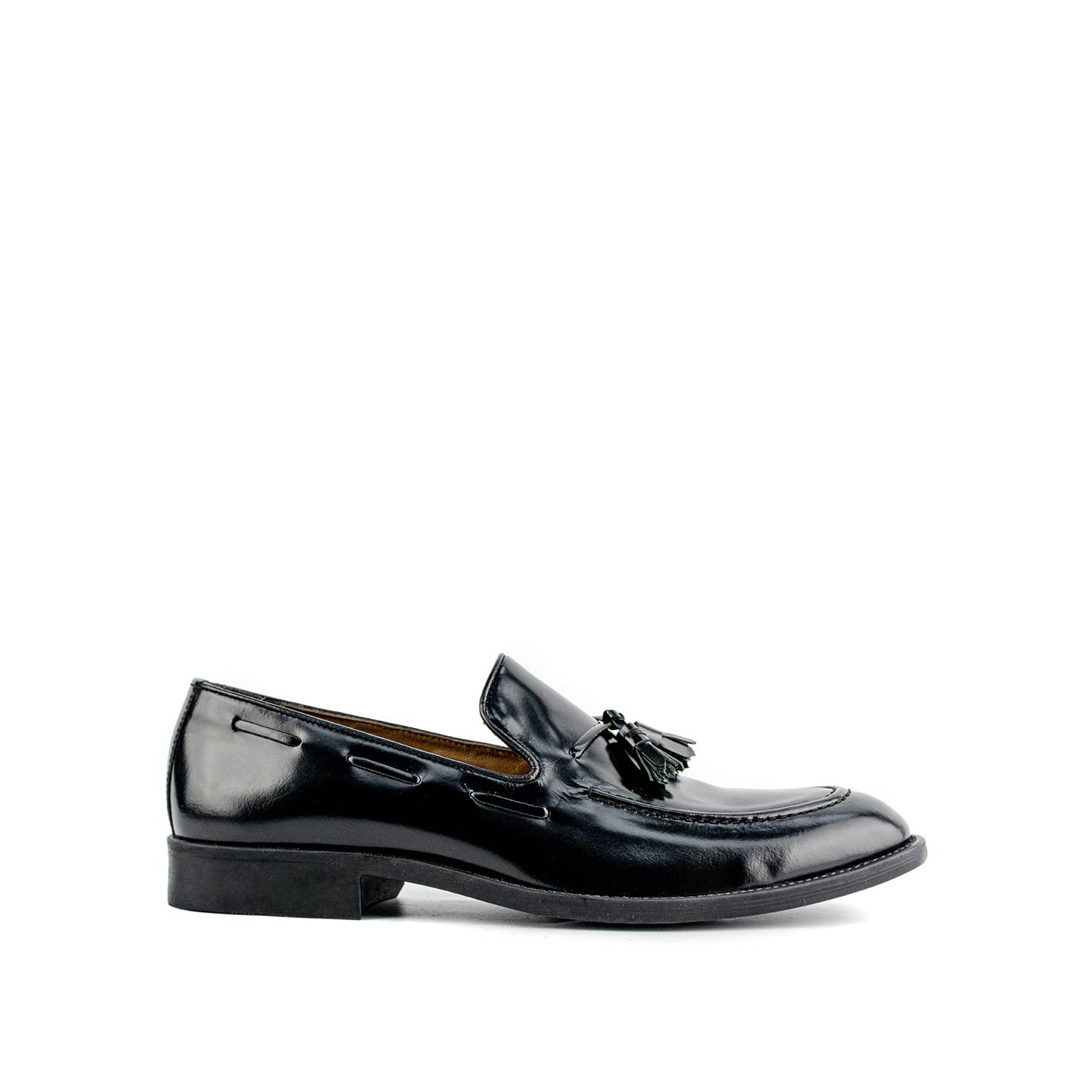 MIGATO Ανδρικά μαύρα δερμάτινα loafers με φουντάκια