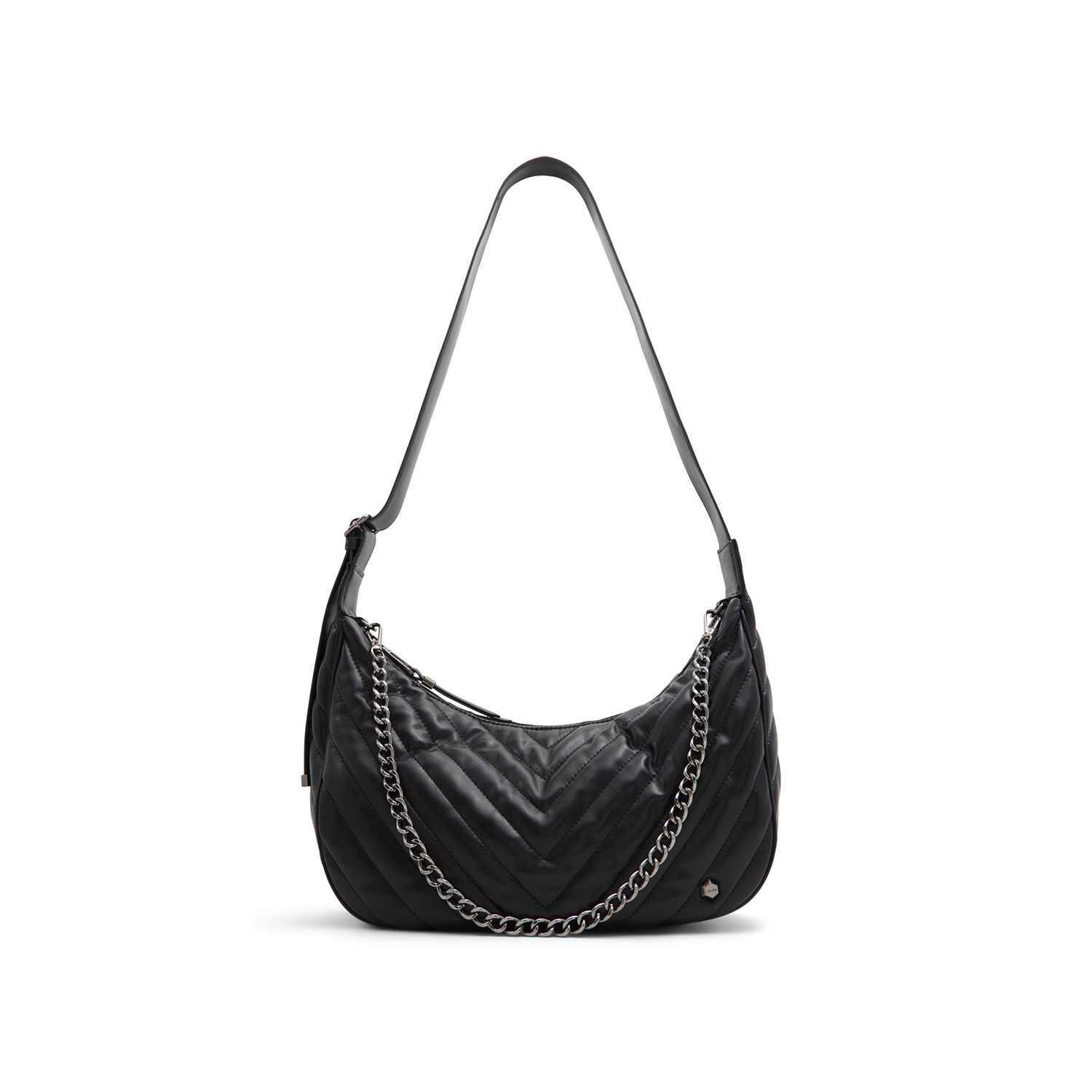 Μαύρη καπιτονέ τσάντα ώμου VICKIA