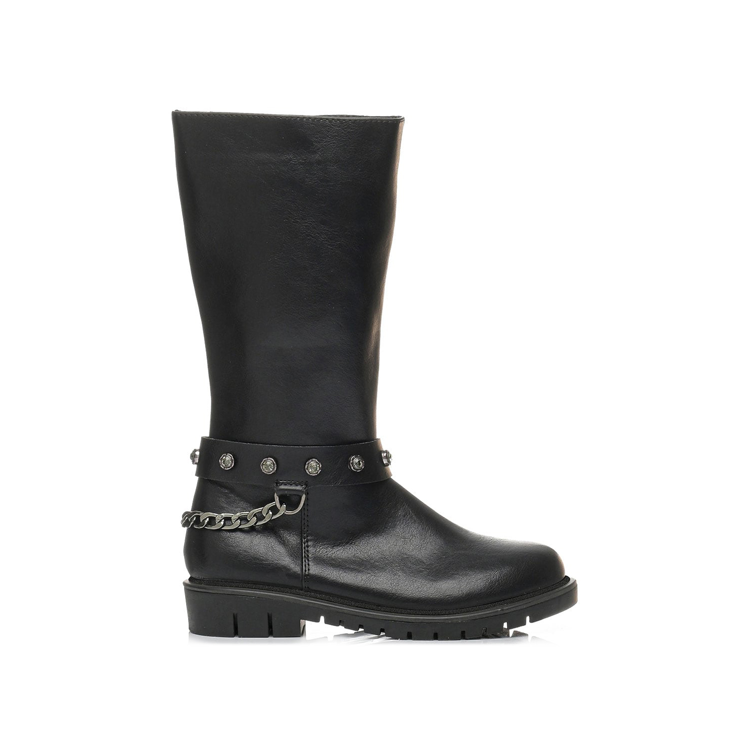 Παιδική μαύρη μπότα με αλυσίδα
